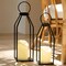 Modern Farmhouse Lantern Decor, 15'' 13'' Set of 2 Black Metal Lanterns, 2 LED 6hr Timer Flickering Flameless Candles, Lanterns Decorative for Outdoor Decor
